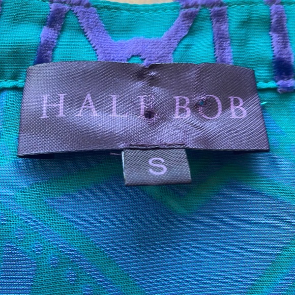 HALE BOB top in teal& deep purple velvet, beading at v neck line, small, EUC - Picture 9 of 12